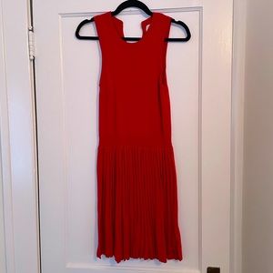 Red Pleated Sweater Dress